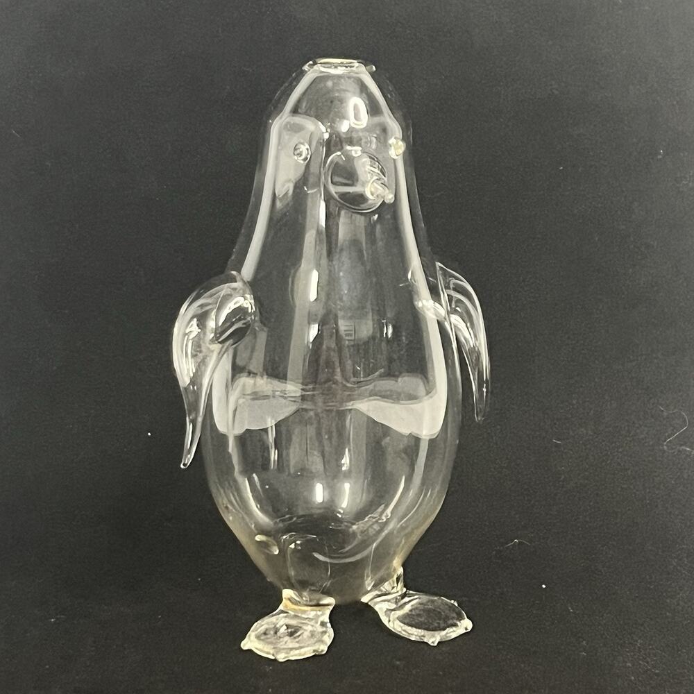 clear penguin oil lamp as is no center glass or wick propragataion vase‎